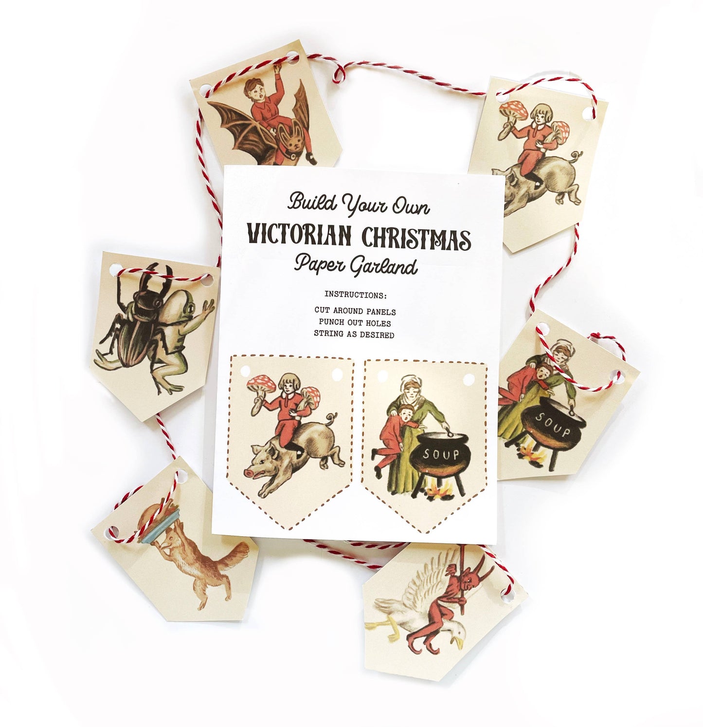 Build your own Victorian Christmas Paper Garland Card