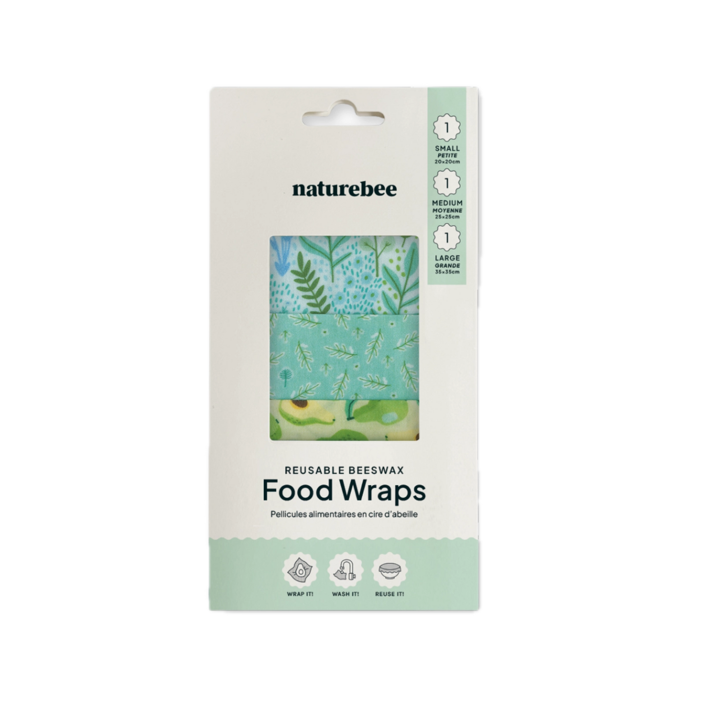 Set of 3 Reusable Beeswax Food Wraps