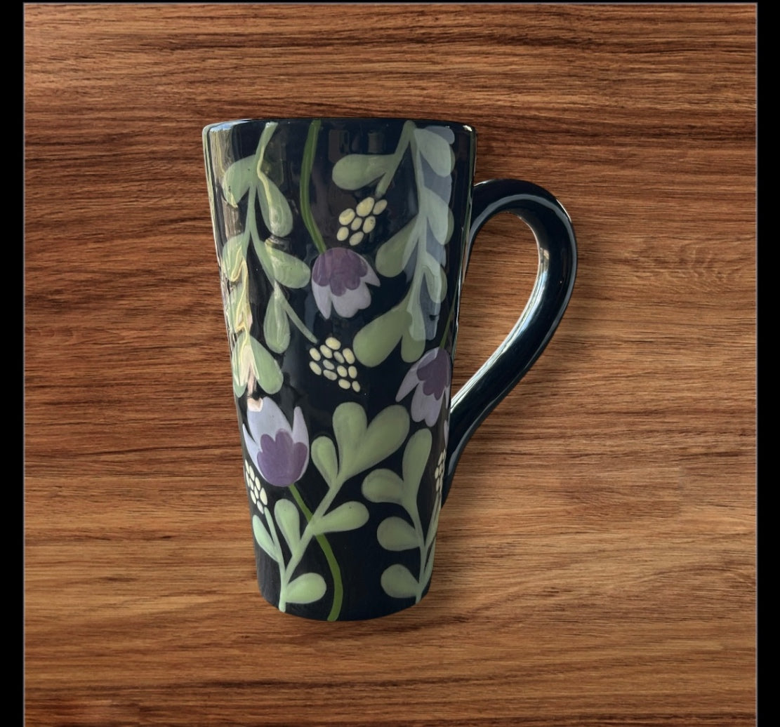 Black floral venti mug