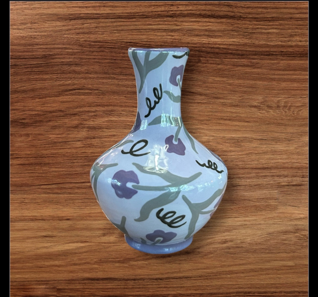 Purple Floral Greek Vase