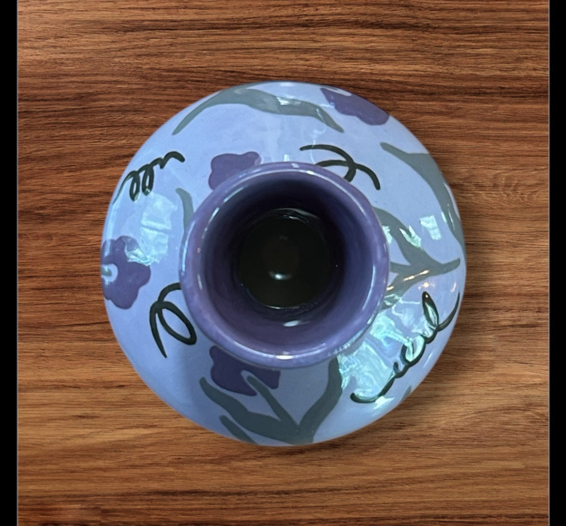 Purple Floral Greek Vase