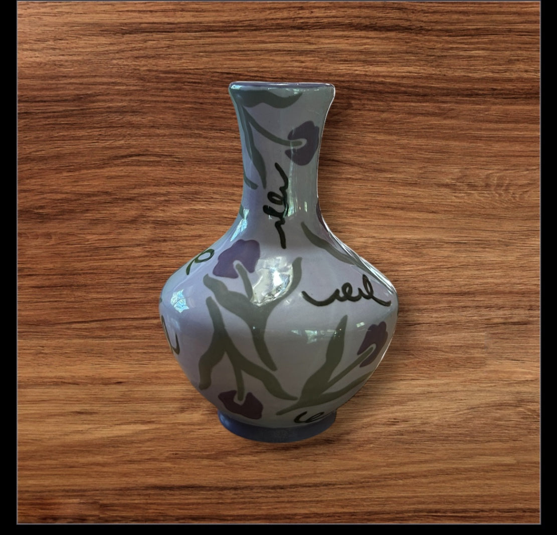 Purple Floral Greek Vase