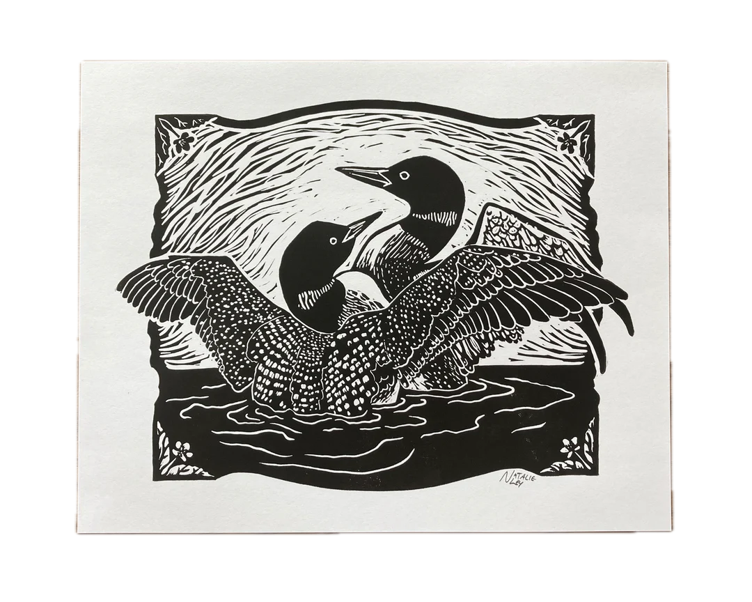 "Loons" Lino Print