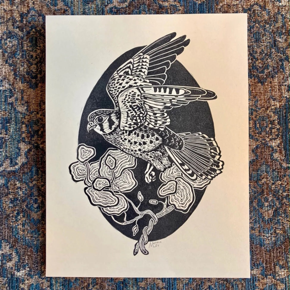 "Kestrel" Lino Print