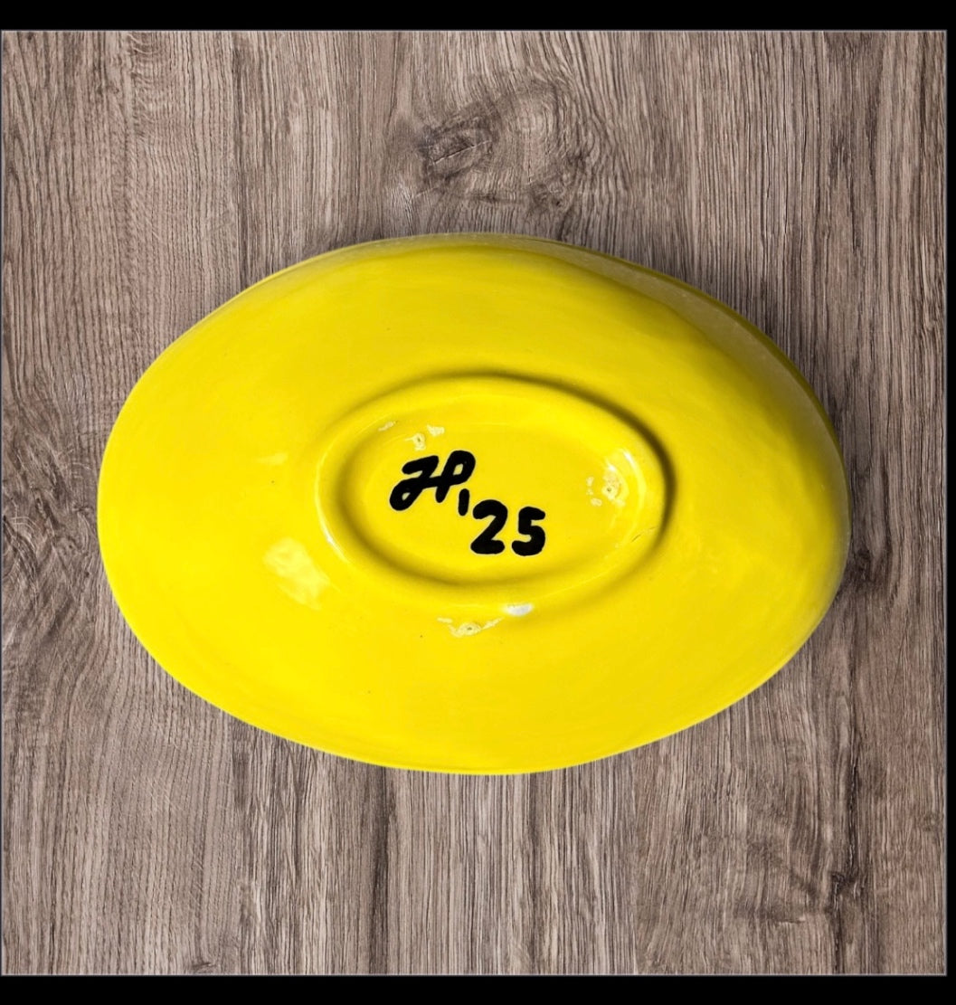 Yellow Oval Floral Bowl