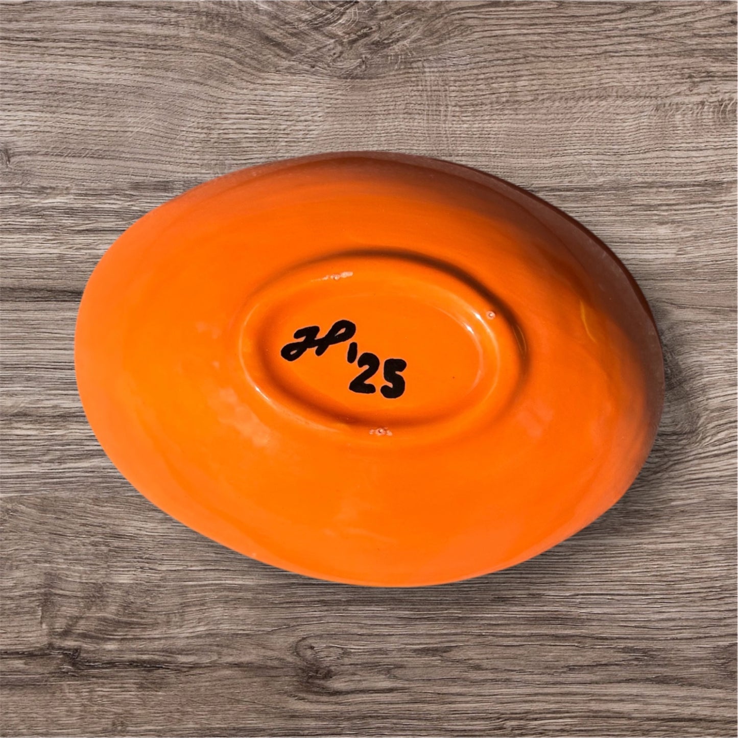 Orange Oval Floral Bowl