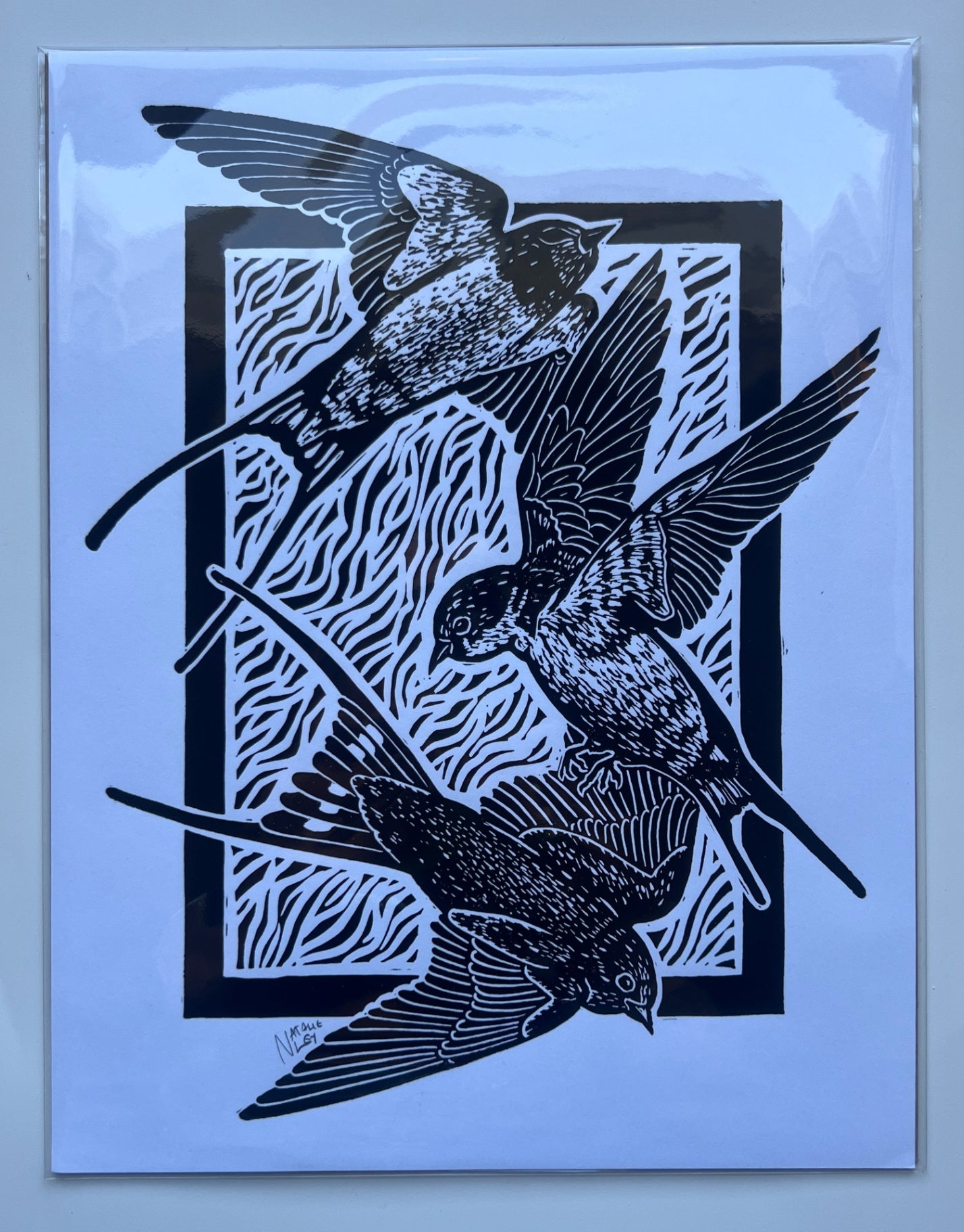 "Three Swallows" Hand Print