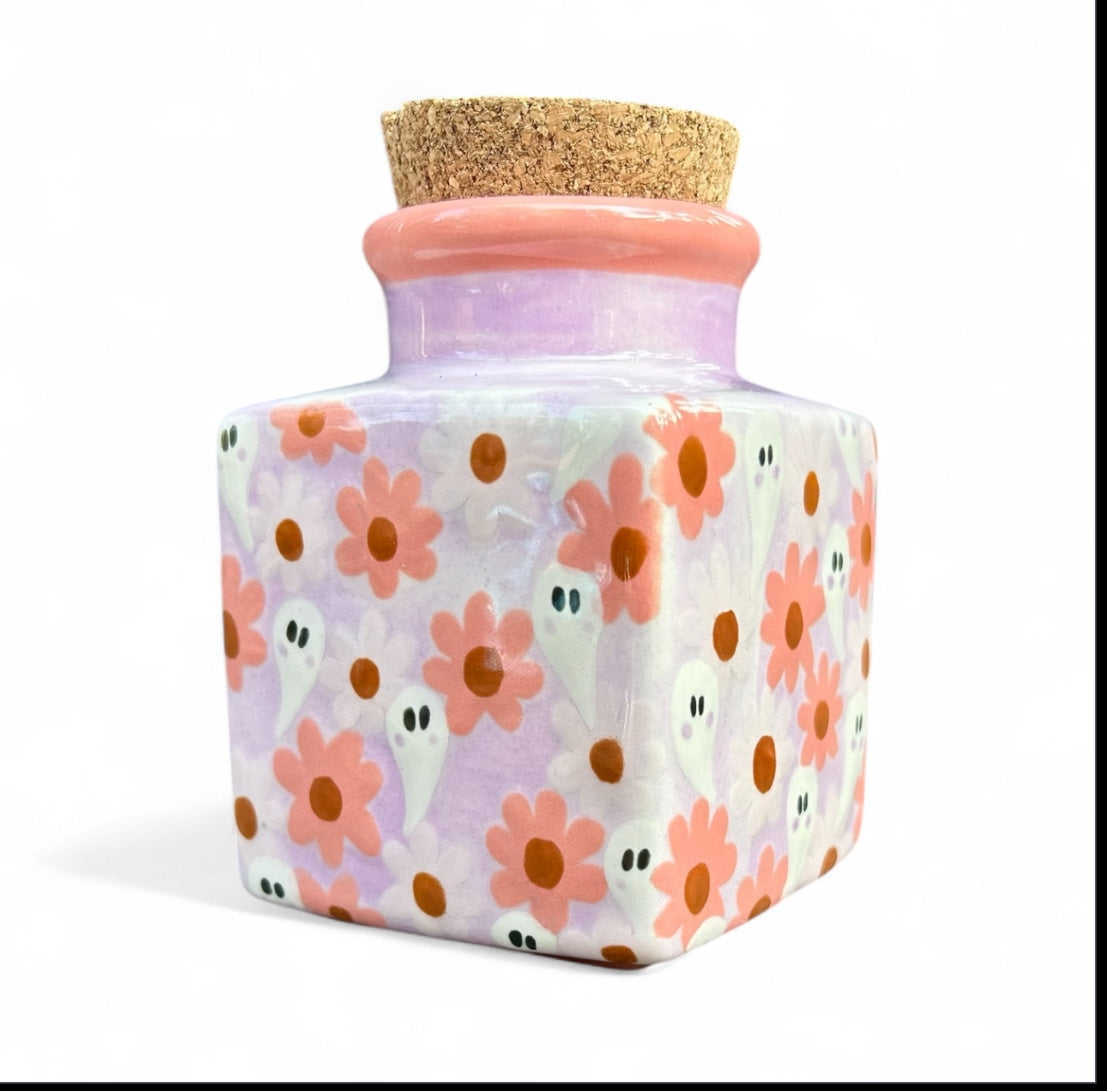 Flower Ghost Cork Jar