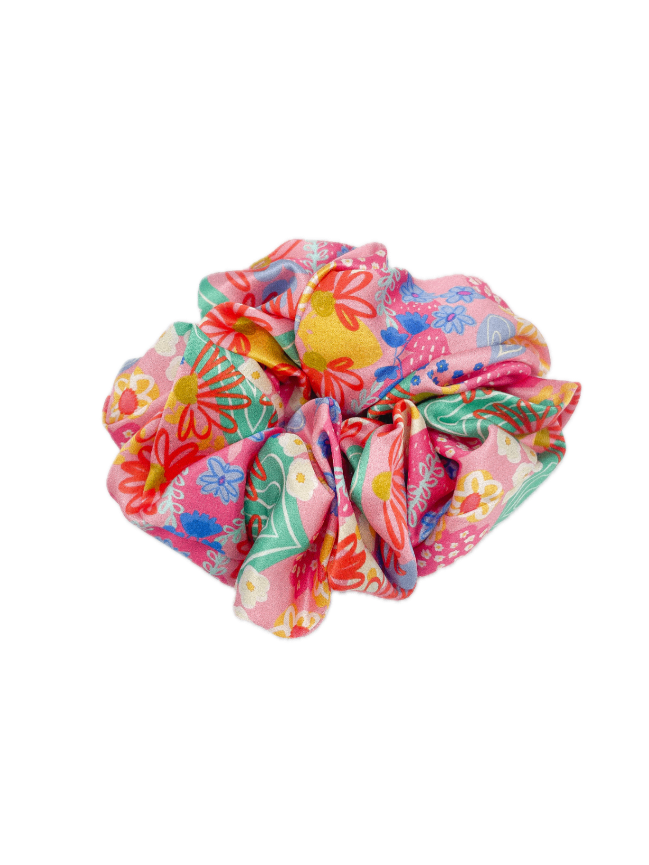 Scrunchie - Pink with Multicoloured Florals