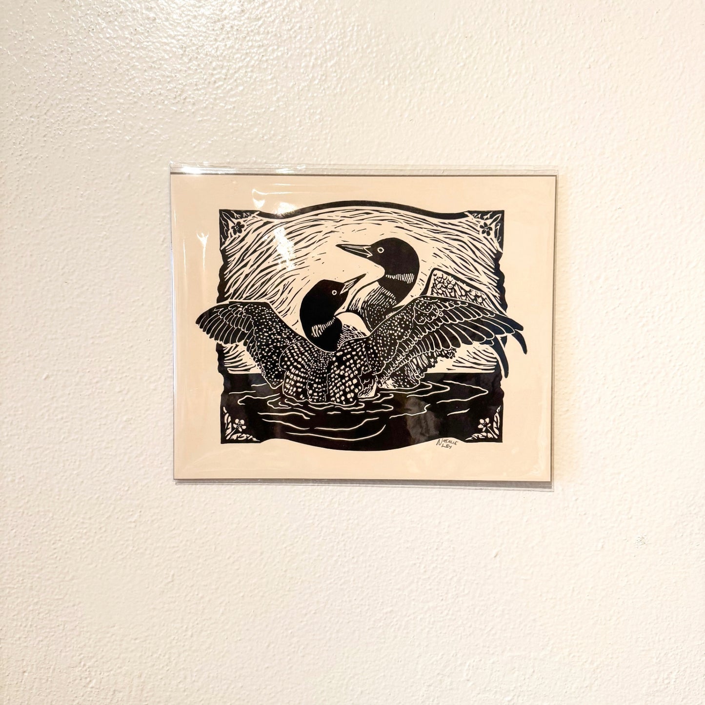"Loons" 8 x 10 Black on Cream
