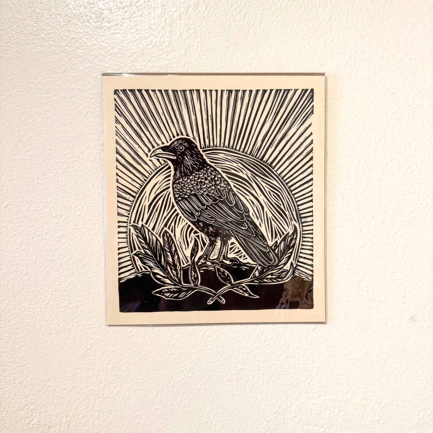 "Raven" 8 x 9.5 Black on Cream