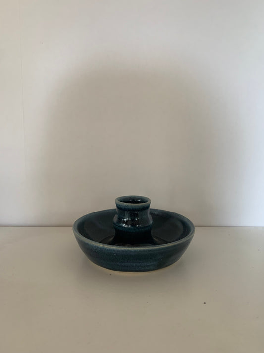 Navy tapered candle holder