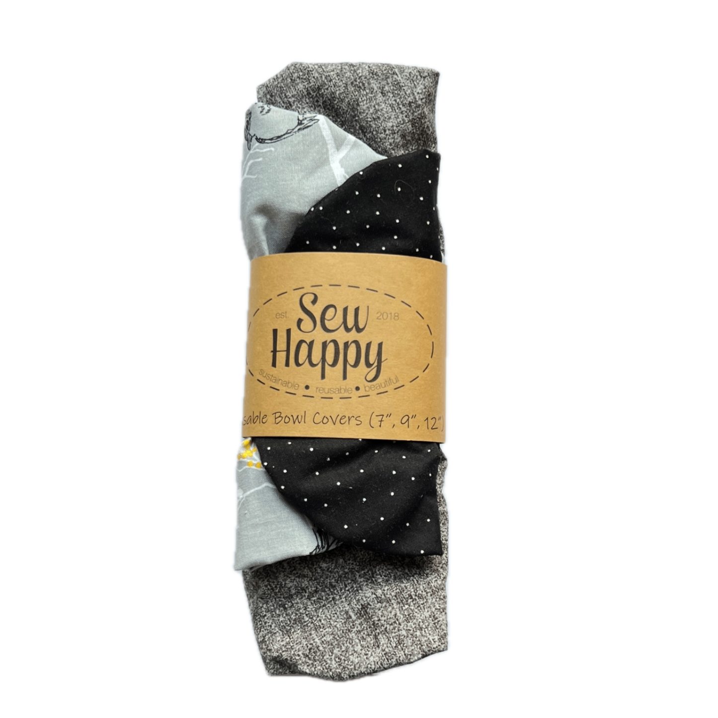 Set of 3 Bowl Covers - Greys and Blacks