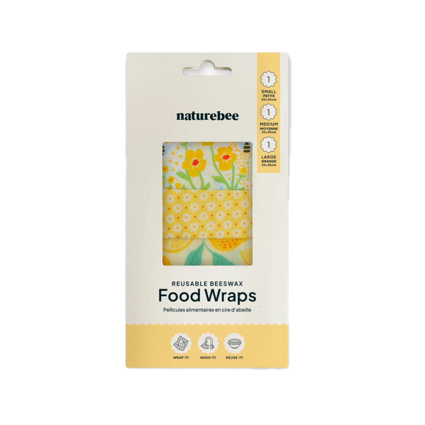 Set of 3 Reusable Beeswax Food Wraps