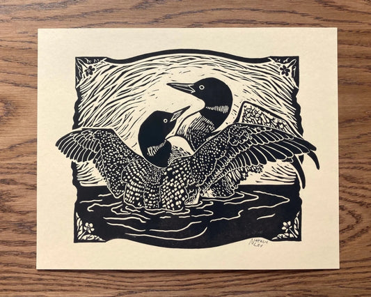 "Loons" Lino Print