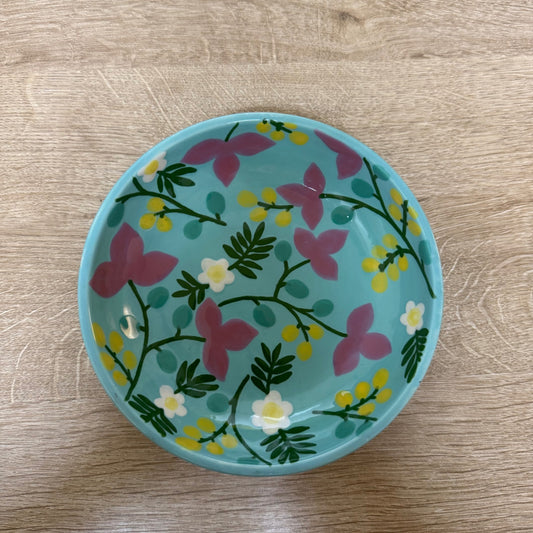 Turquoise floral dish