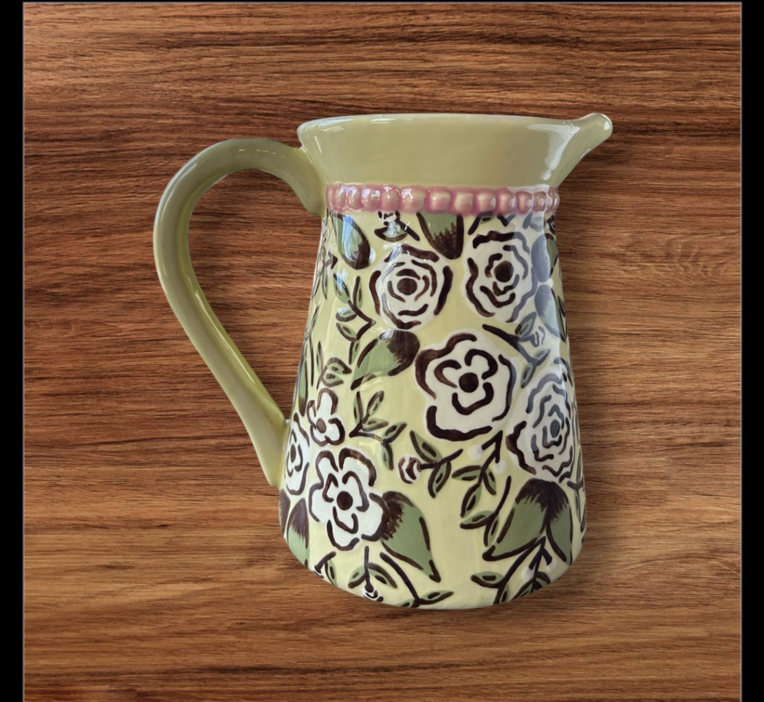 Yellow floral pitcher