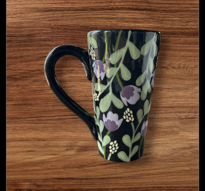 Black floral venti mug
