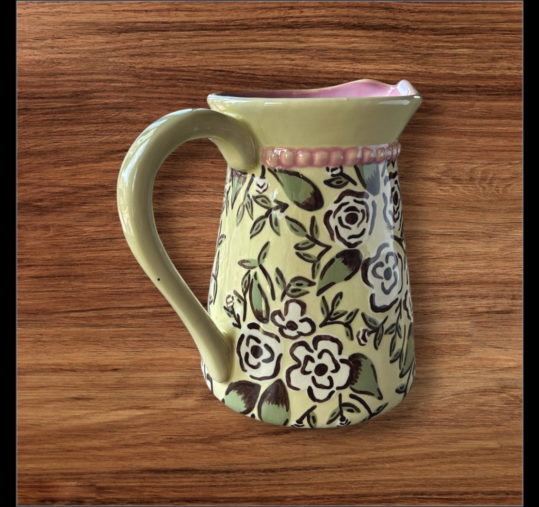Yellow floral pitcher