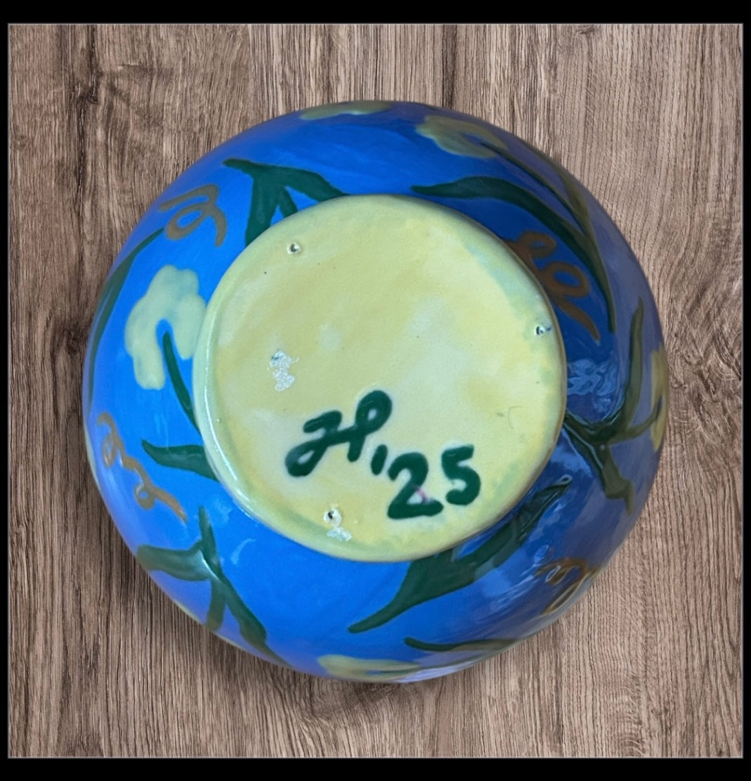Blue Floral Greek Vase