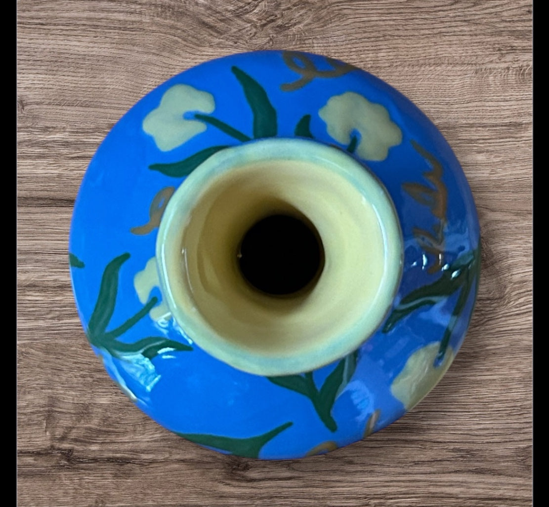 Blue Floral Greek Vase