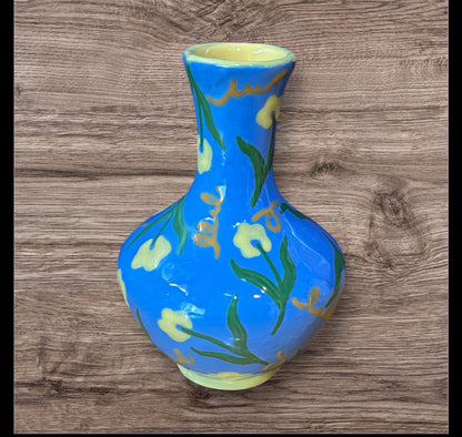 Blue Floral Greek Vase