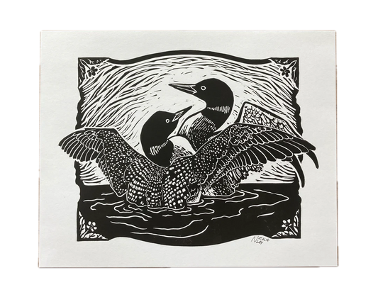 "Loons" Lino Print