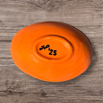 Orange Oval Floral Bowl