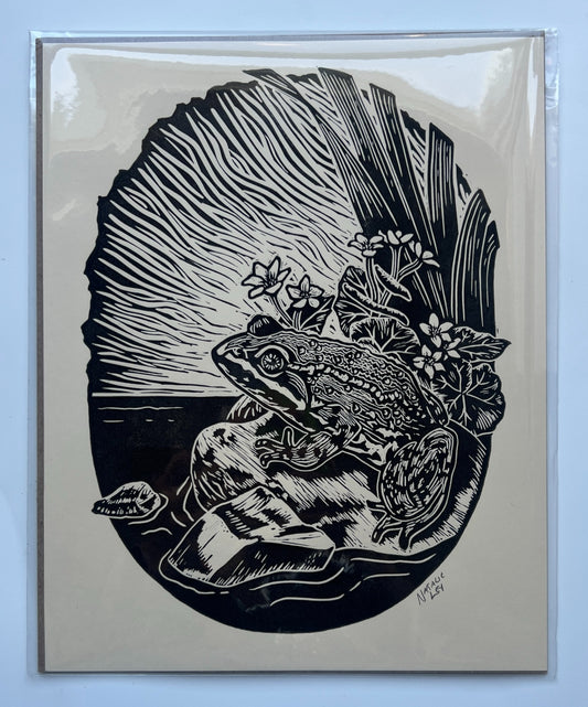 "Columbia Spotted Frog" Lino Print