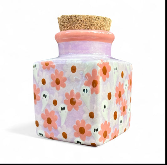 Flower Ghost Cork Jar