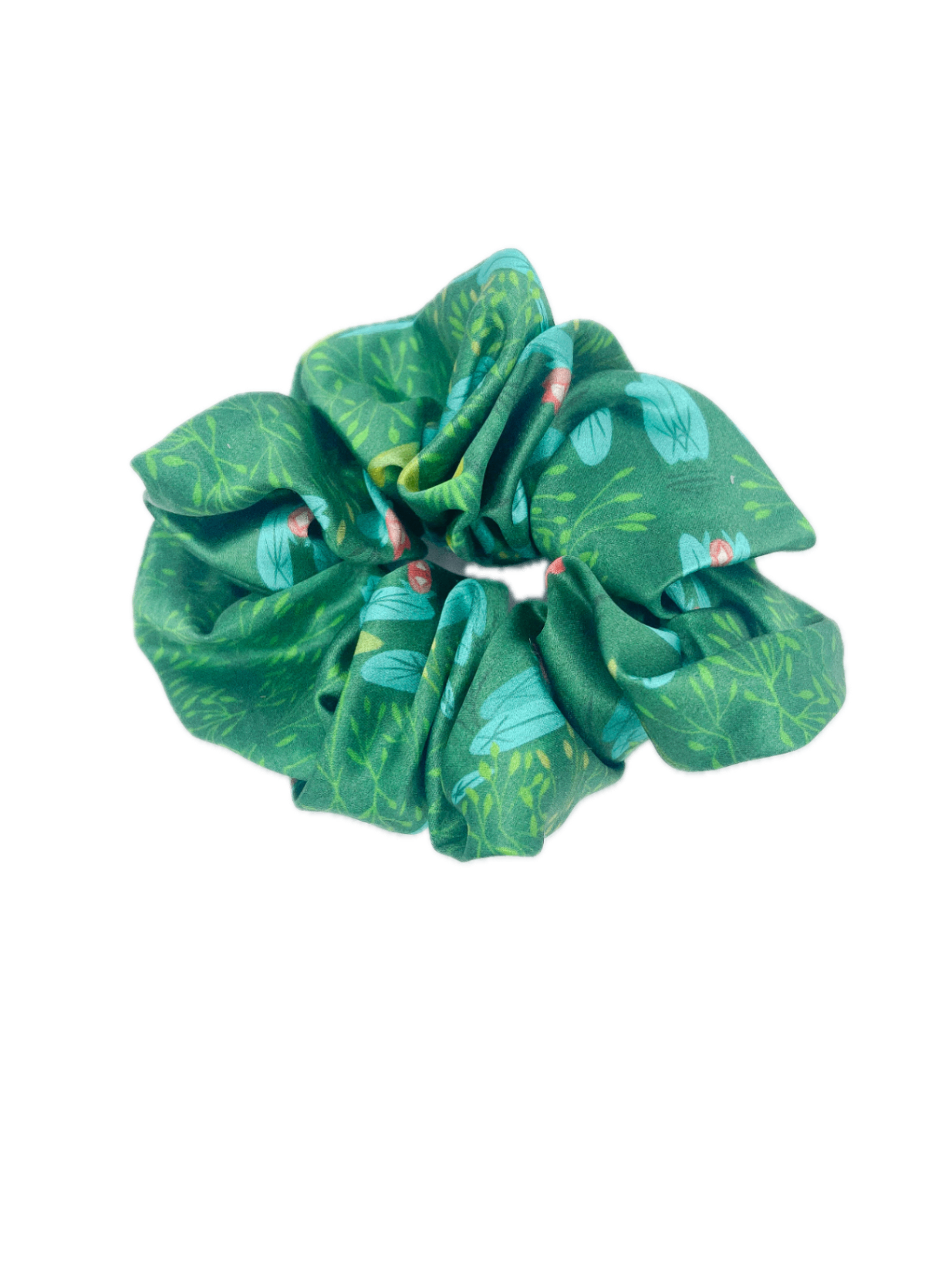 Scrunchie - Dark Green with Lilypads