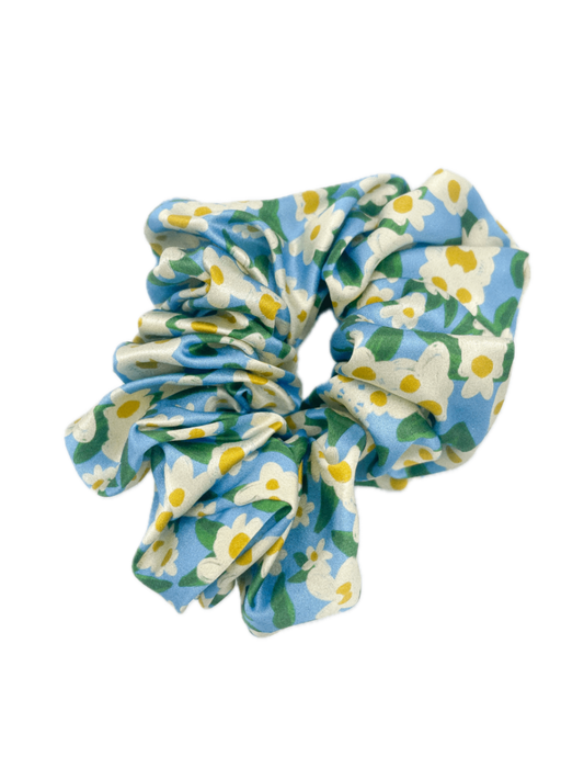 Scrunchie - Blue with White Daisies