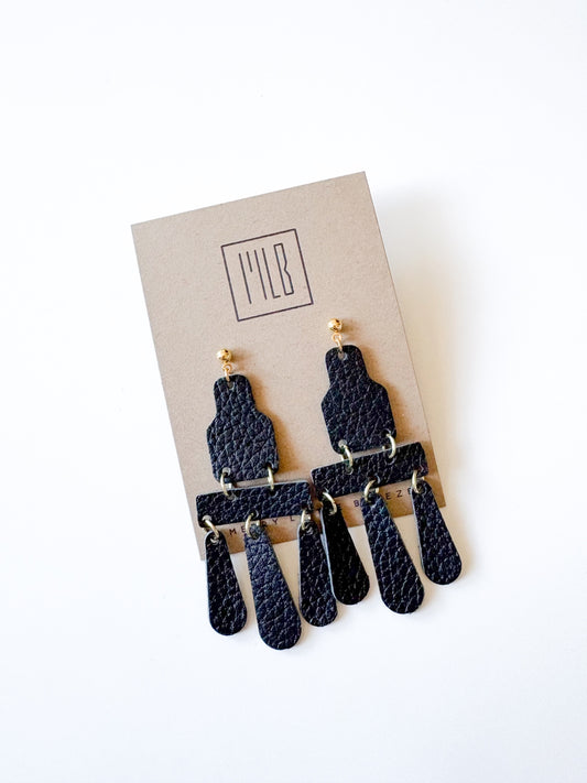 Black Chandelier Stud Earrings 