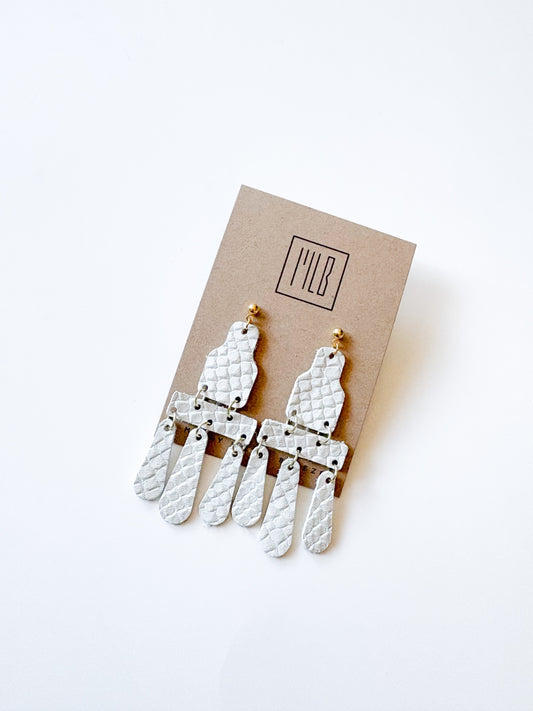 White Chandelier Stud Earrings