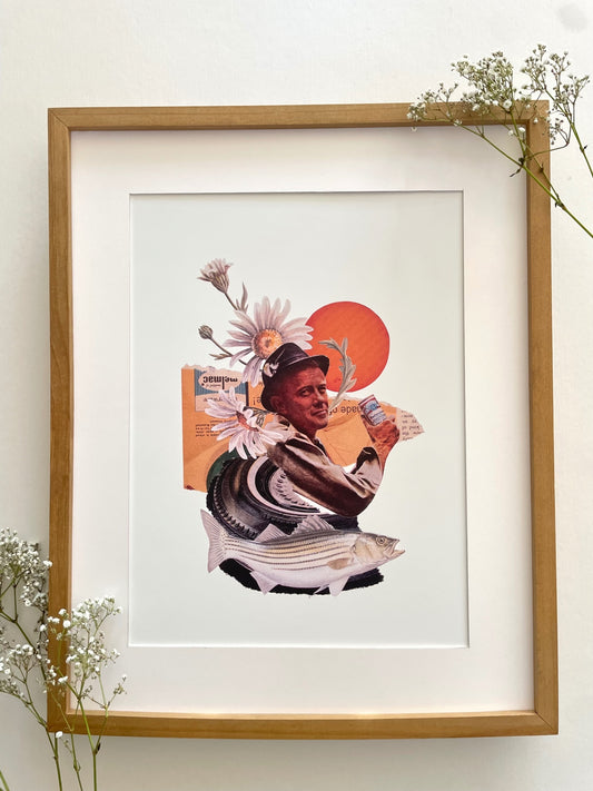 “The Fisherman” Vintage Collage Print