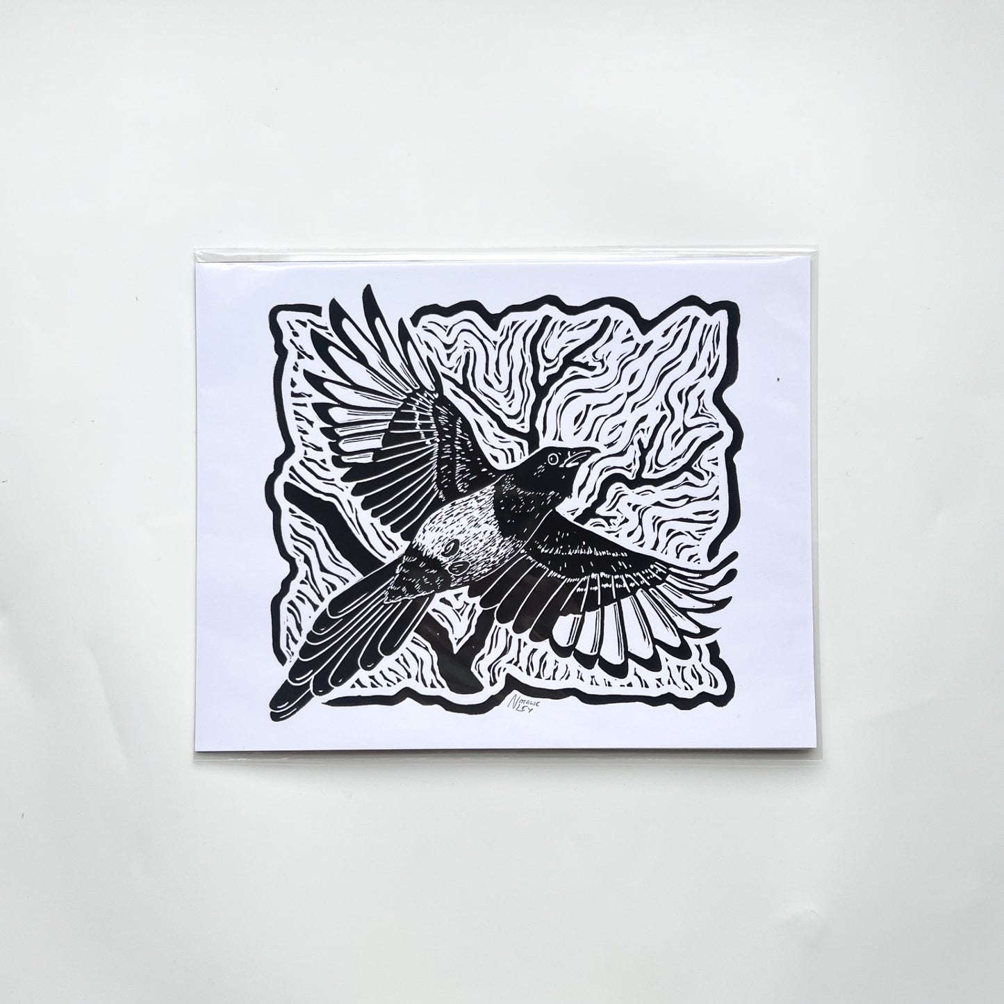 "Magpie" 8 x 10 Blcak on White 