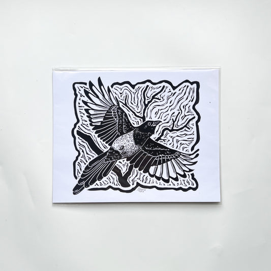 "Magpie" 8 x 10 Blcak on White 