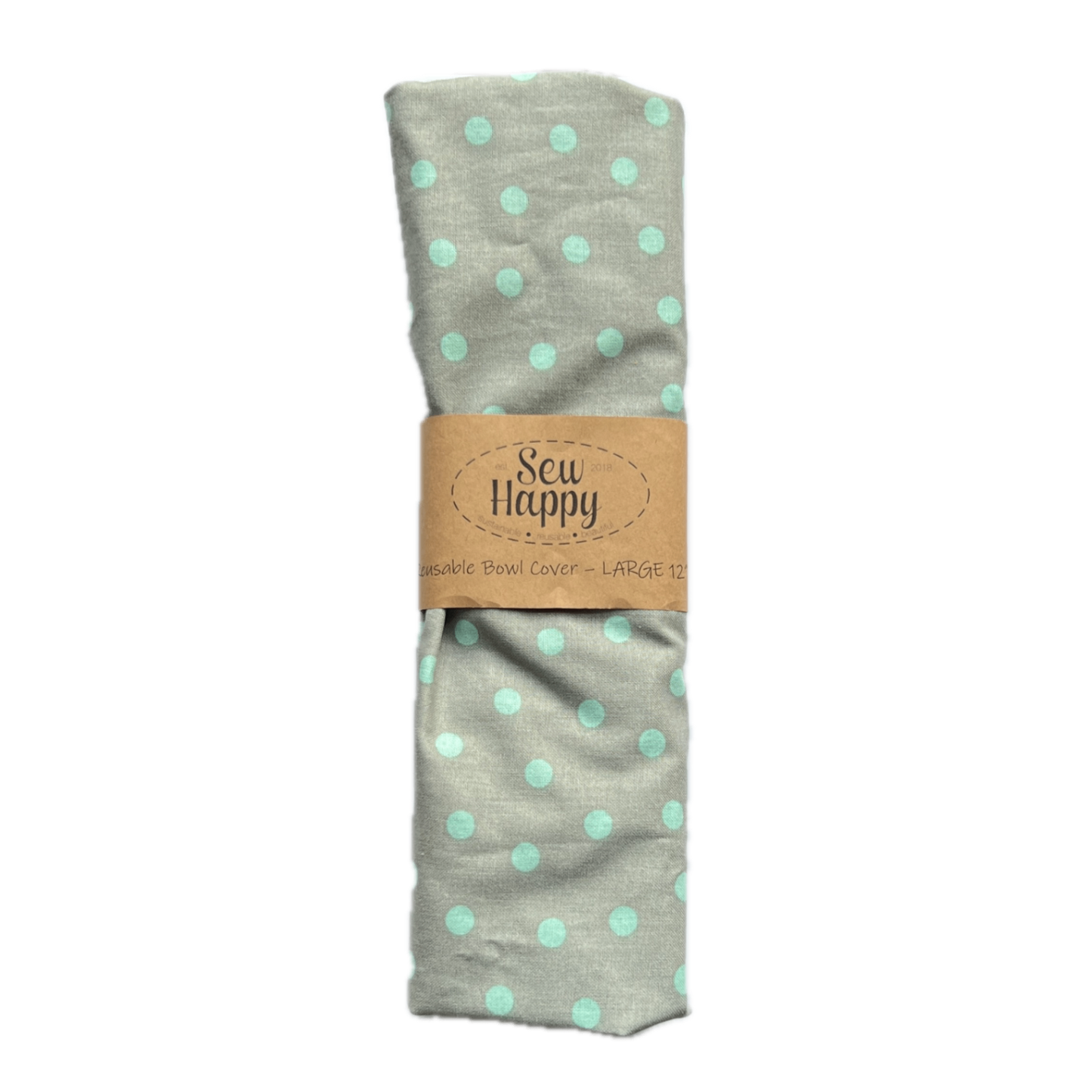 Large Reusable Bowl Cover - Blue Polka Dots 