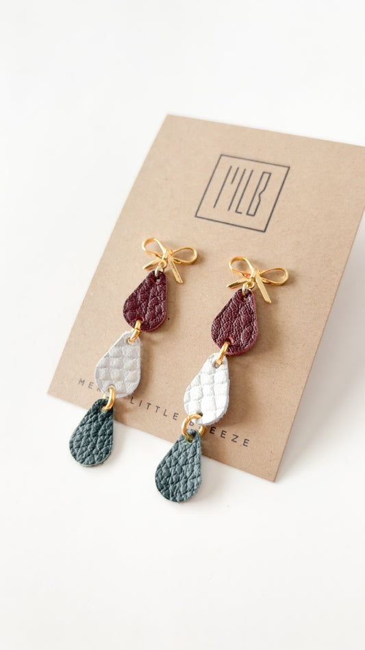 Sugar Plum Christmas Trio Bow Studs