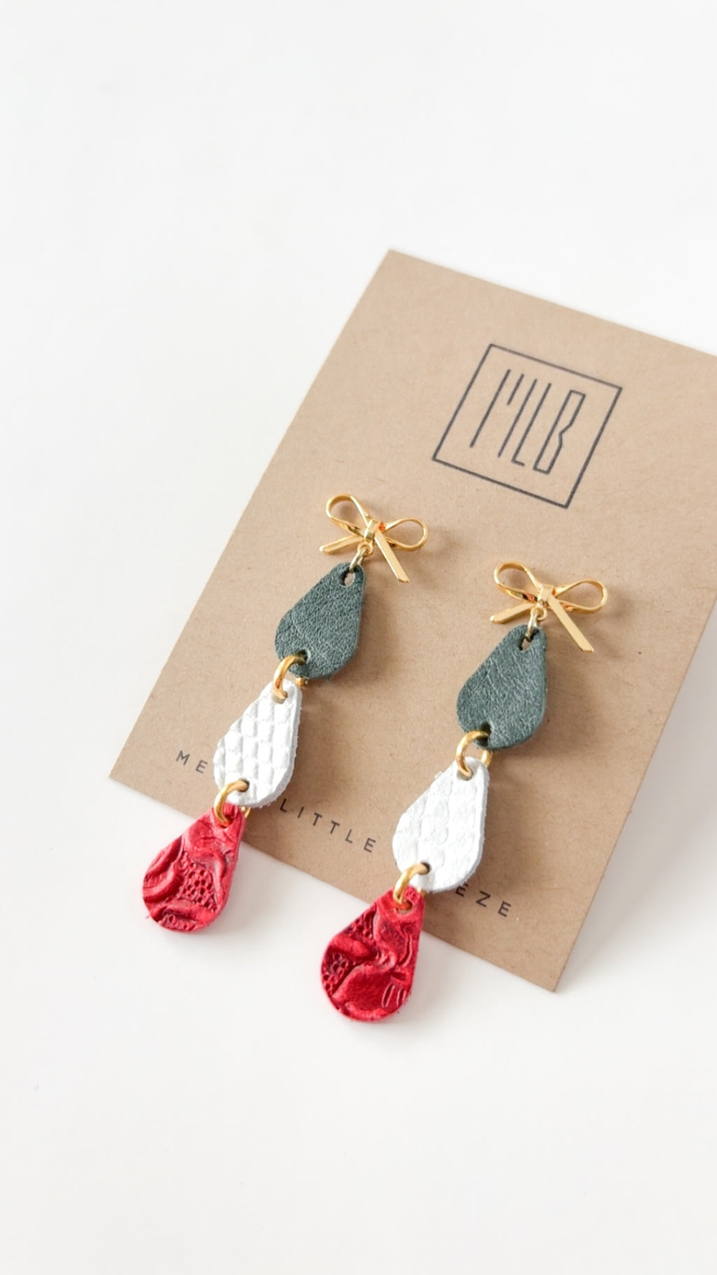 Scarlet Christmas Trio Bow Studs