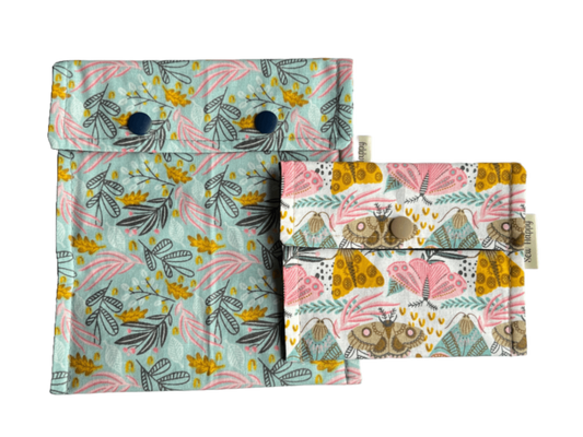 Reusable Snack and Sandwich Bags - Leaves & Moths