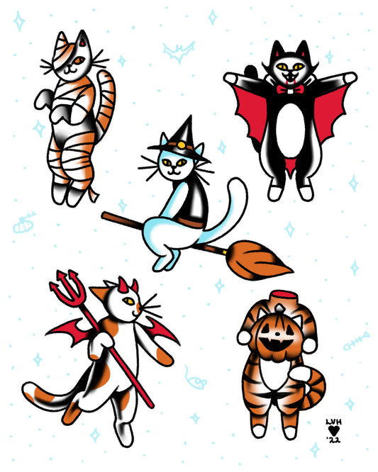 8x10 Costume Cats Print