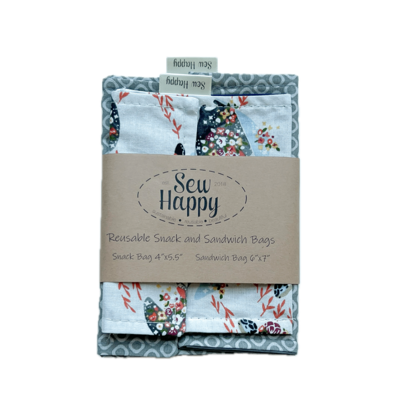Reusable Snack and Sandwich Bags - Sea Life