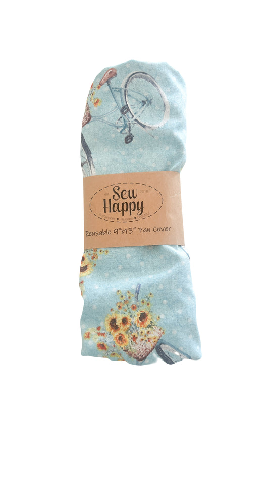 Reusable 9" x 13" Pan Cover - Floral Bicycles