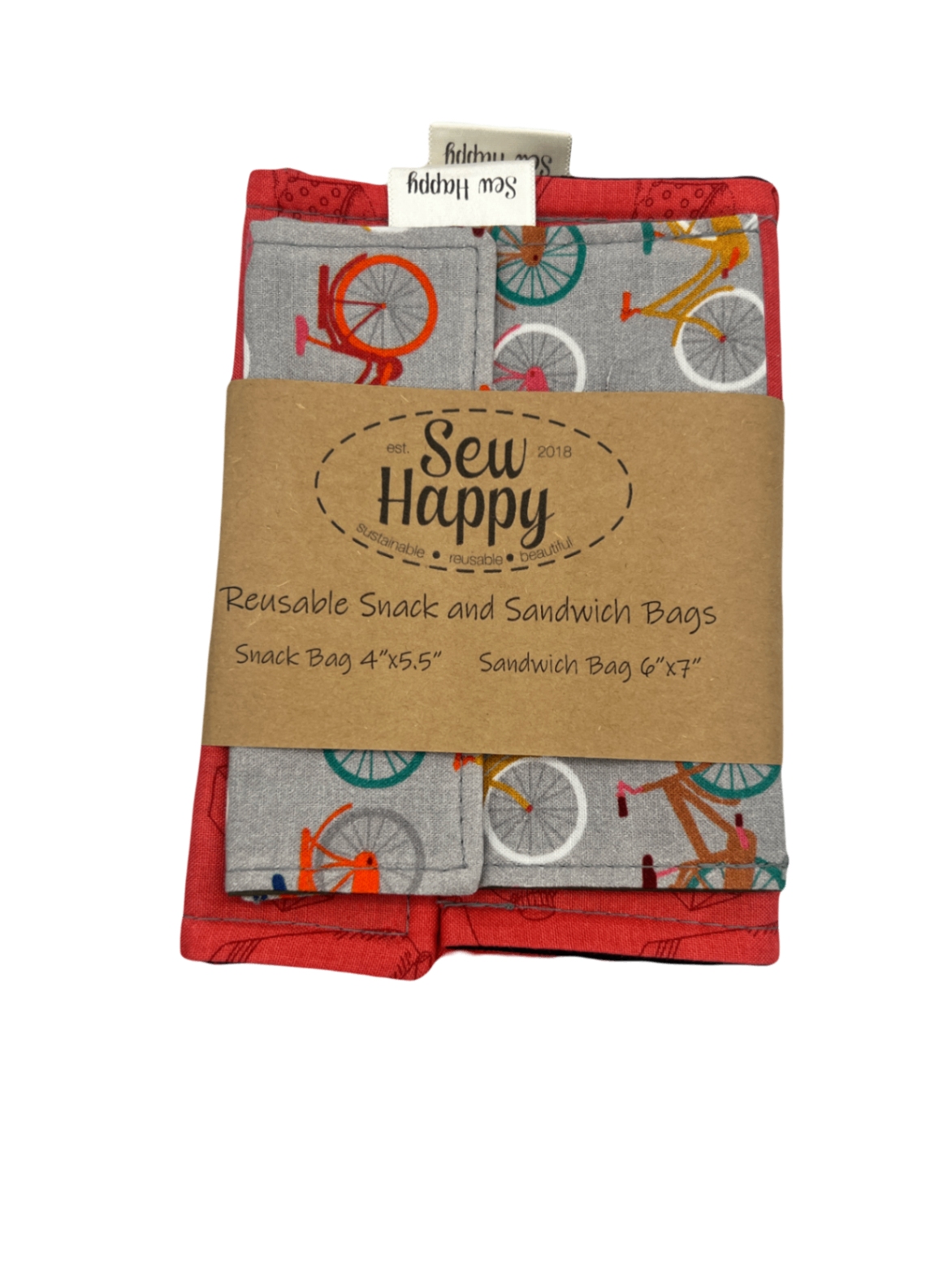 Reusable Snack and Sandwich Bags - Bicycles