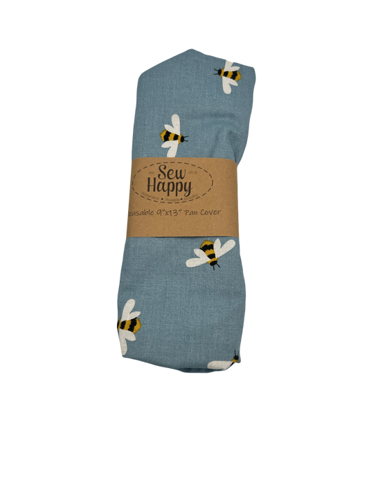 Reusable 9"x13" Pan Cover - Blue Bumble Bees