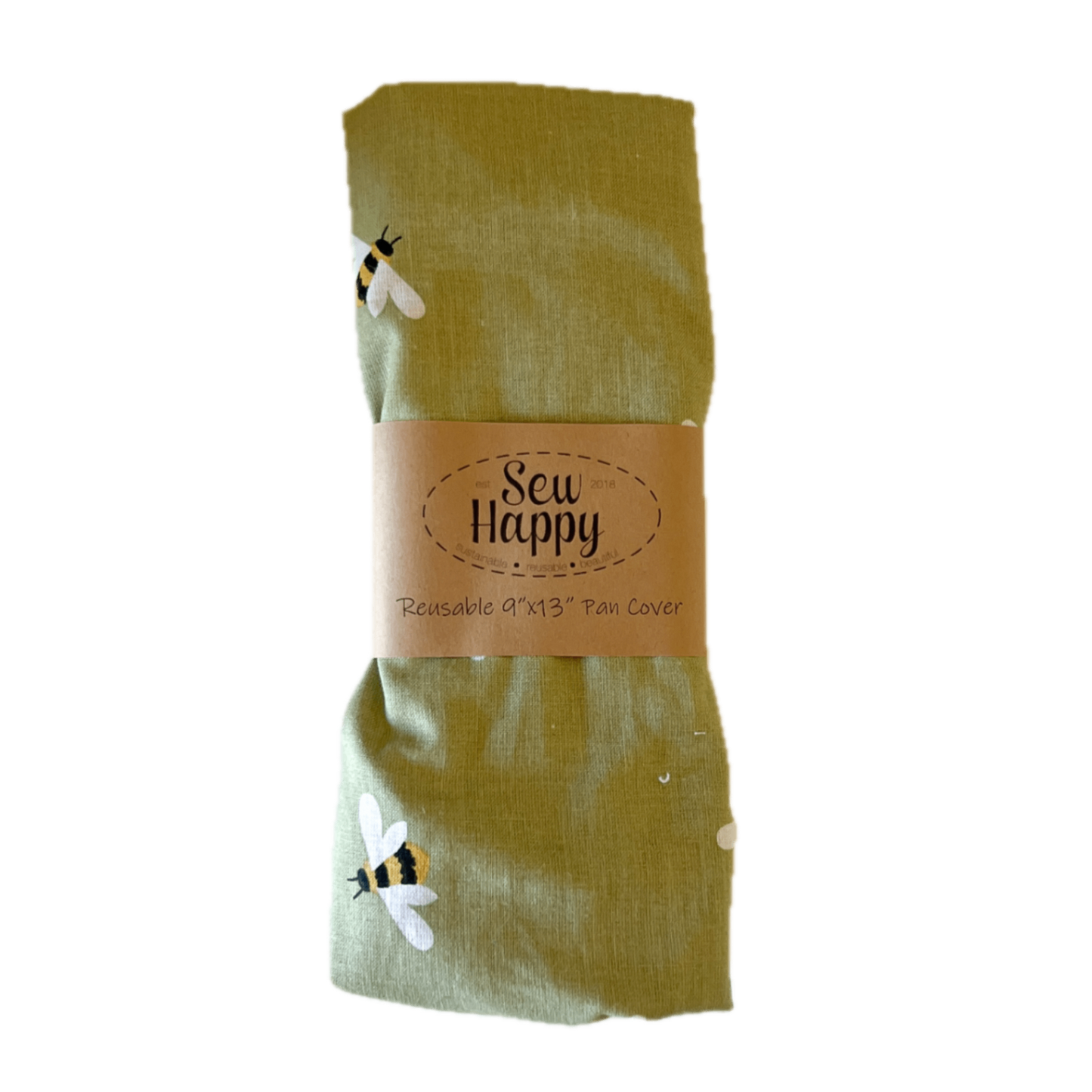 Reusable Pan Cover  9''x13'' - Green Bees