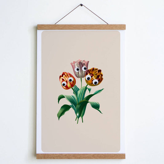 Googly Tulips Print: Sand / Large - 12" x 18"