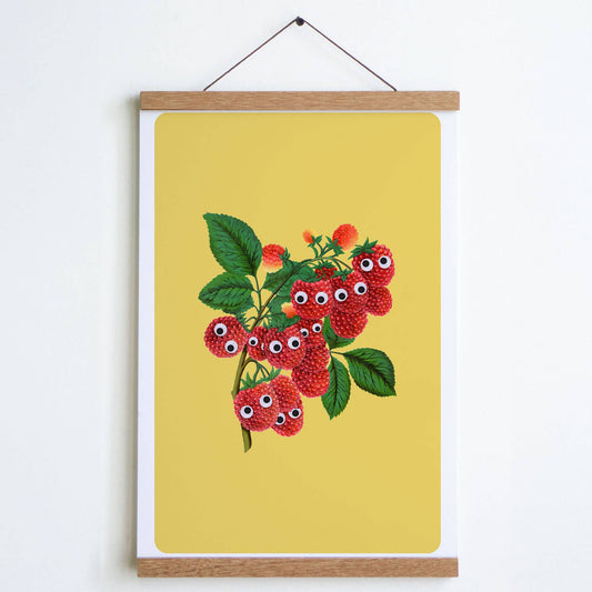 Googly Raspberries Print: Yellow Large - 12" x 18"