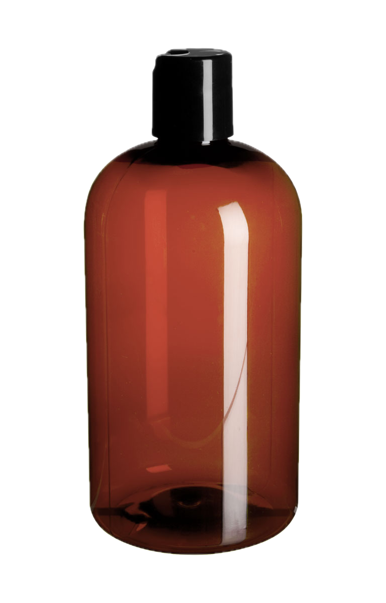 Amber Plastic Bottle with Squeeze Cap - Squat